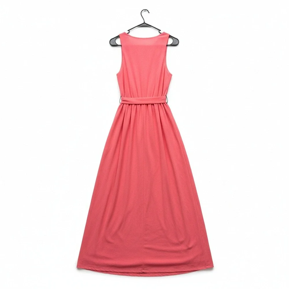 Unbranded Womens Embellished Maxi Dress Size 6 Pink Sundress Casual Waist Band - Picture 5 of 7